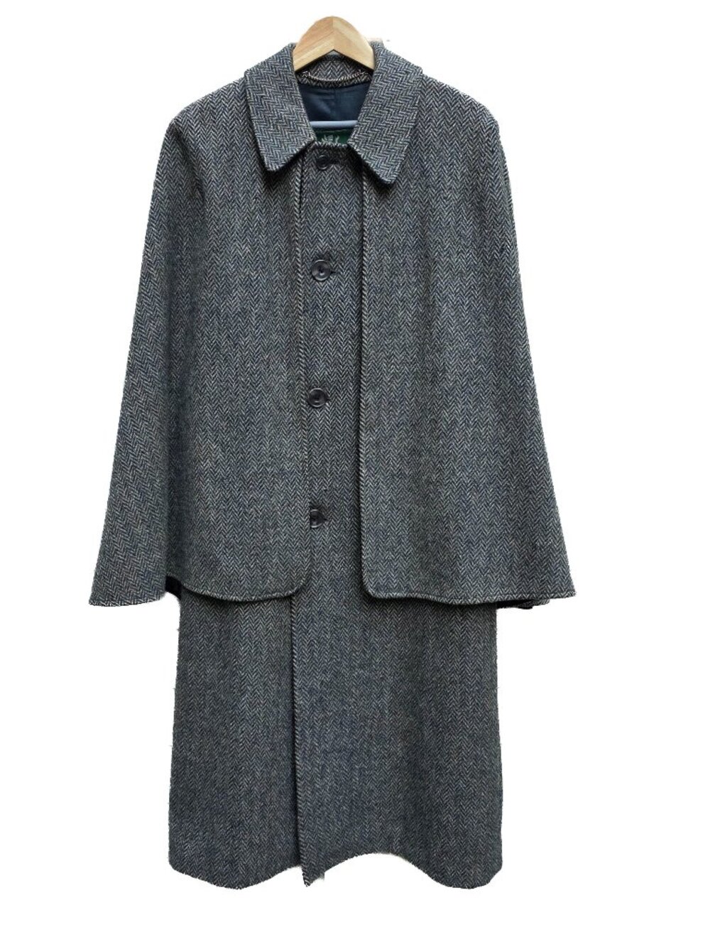 Vtg The Scotch House Inverness Wool Cape Coat Sherlock Holmes 🕵️ Herringbone UK